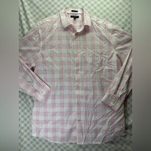 Banana Republic Grant Fit Pink White Gingham Check Shirt XXL 100% Cotton
